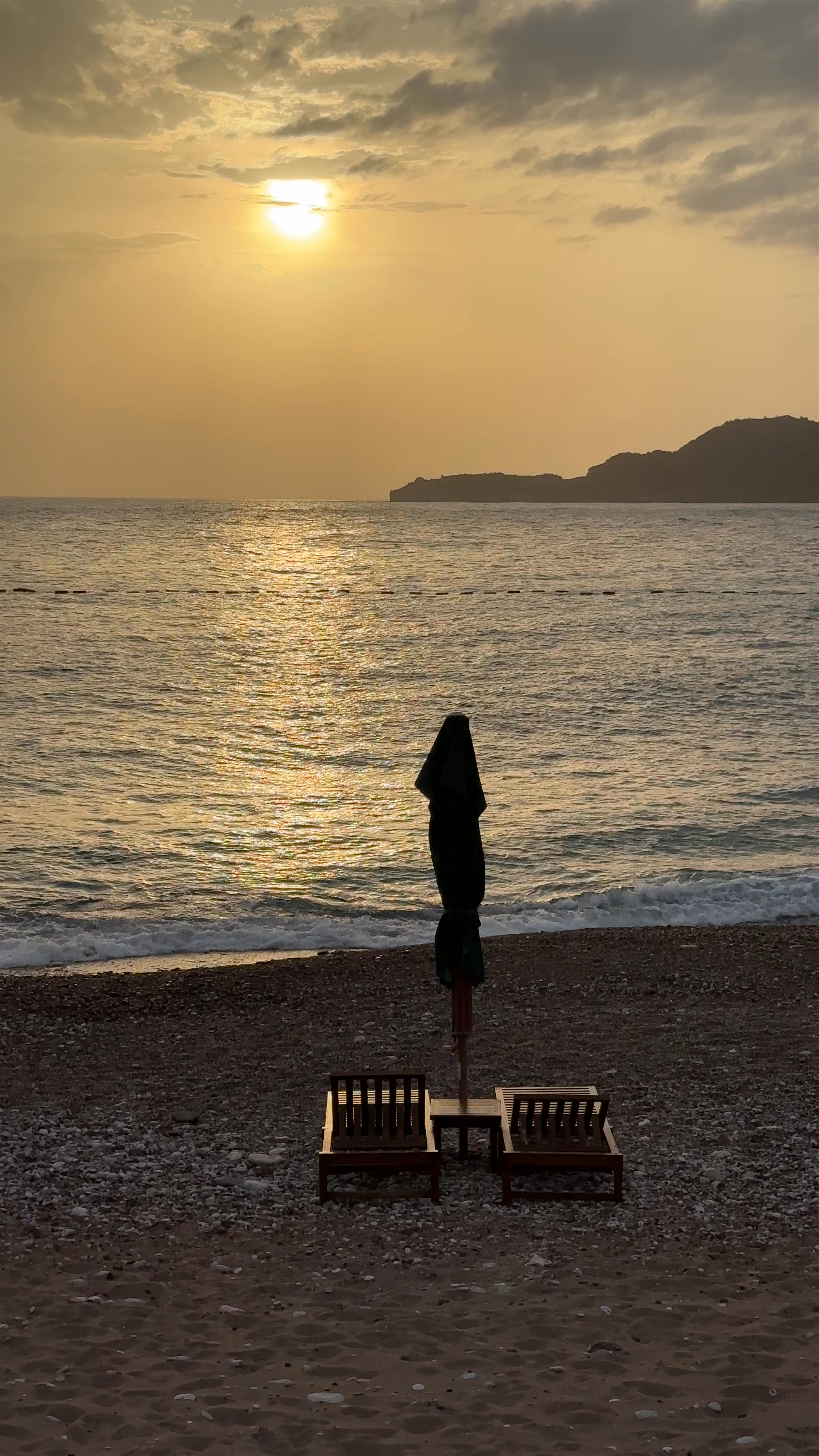 Sunset Serenity at Milocer Beach, Sveti Stefan, Montenegro