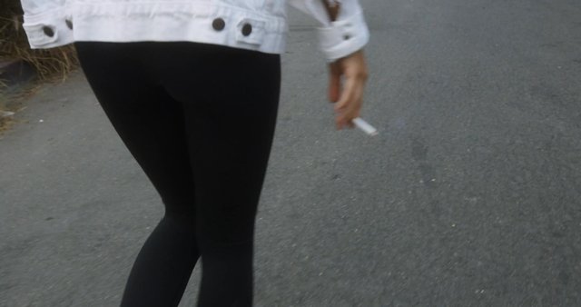 Walking with a cigarette