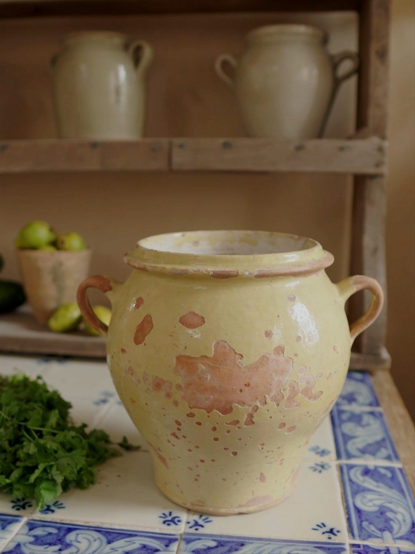 Antique Yellow Glaze Confit Pot