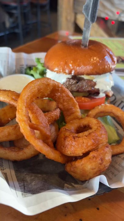 Brush Creek Saloon - Cowboy with grilled onions and onion rings...AMZING - Bars Near Me - Eagle, Colorado