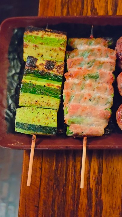 Koshiji - Zucchini, Green Onion w/ Pork, Pork Belly w/ Shiso Leaf, Asparagus w/ Pork, & Chicken Wings  01-02-2026 - Japanese Near Me - Torrance, California