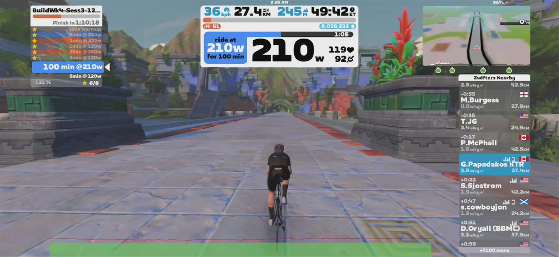 Zwift -120mins Zone2 in Watopia with cadence work 