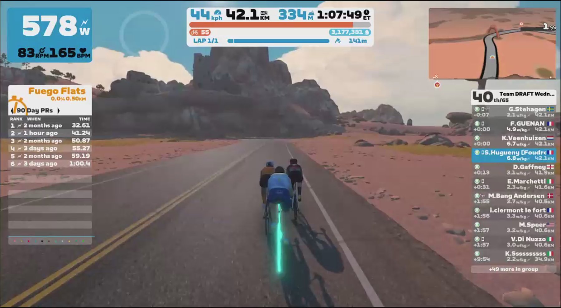 Zwift - Race: Team DRAFT Wednesday Race (B) on Out And Back Again in Watopia