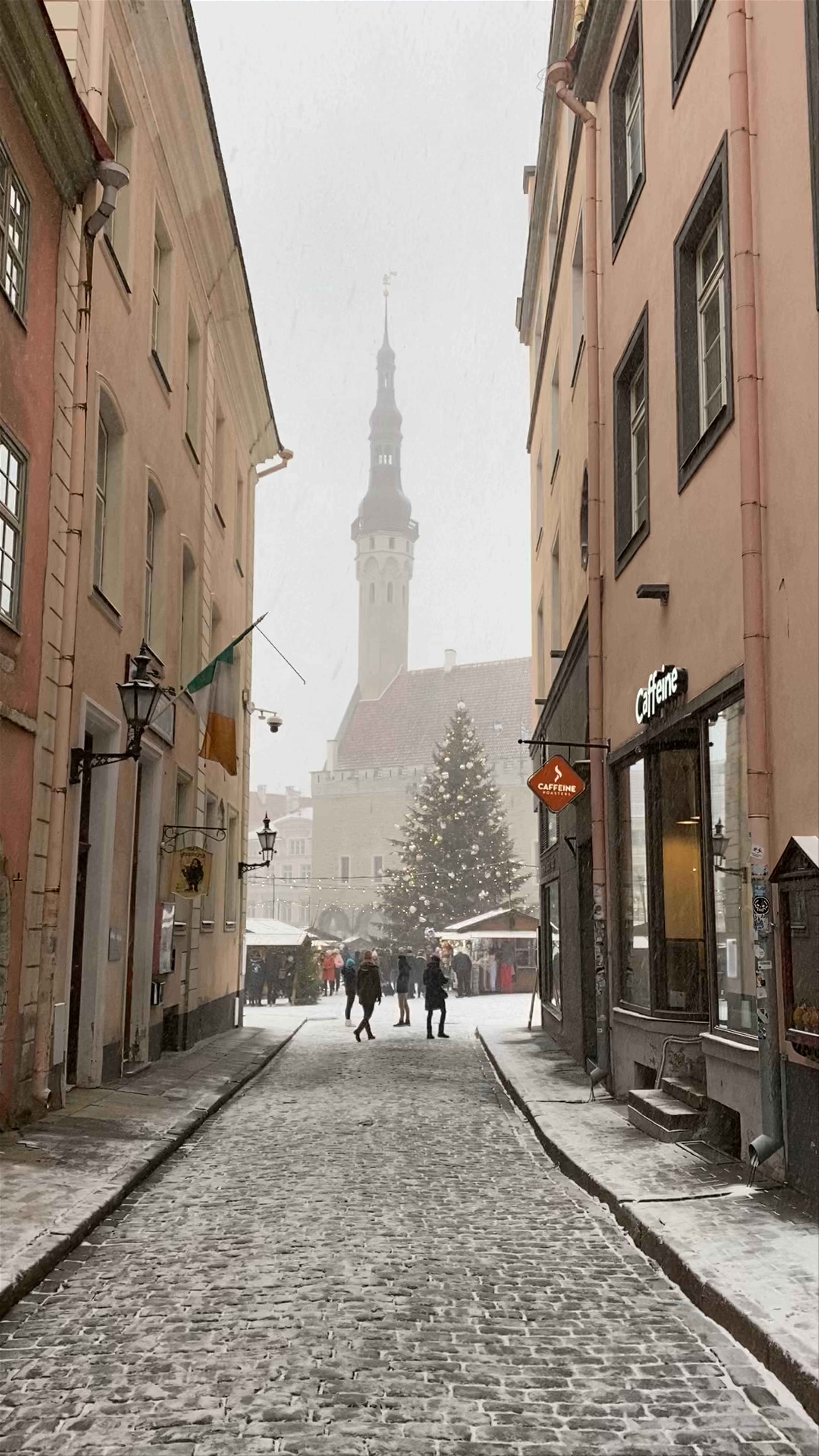 Snowy Winter Stroll in Tallinn’s Historic Old Town