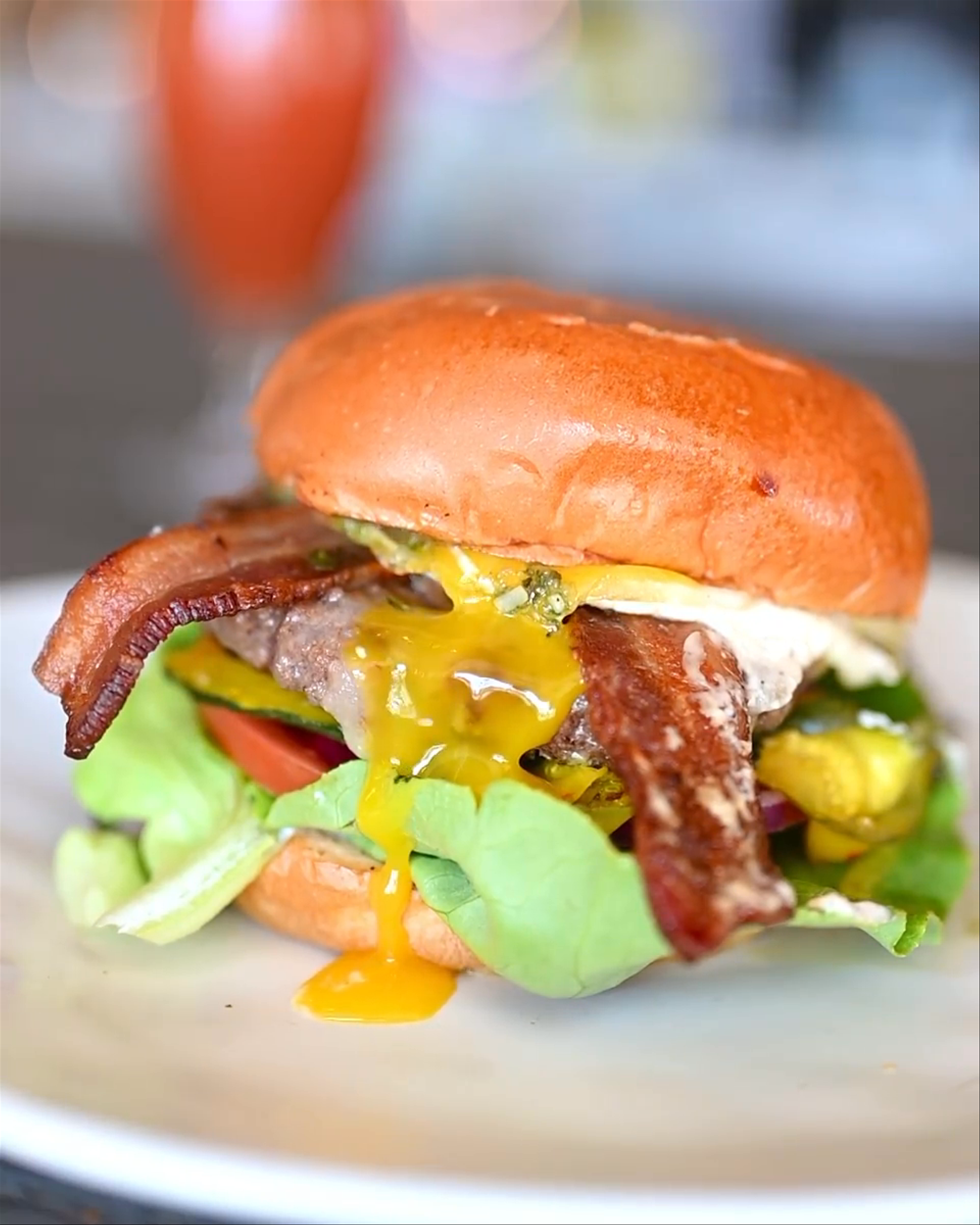 SUNRISE BURGER dish at Greenleaf Kitchen and Cocktails in Venice