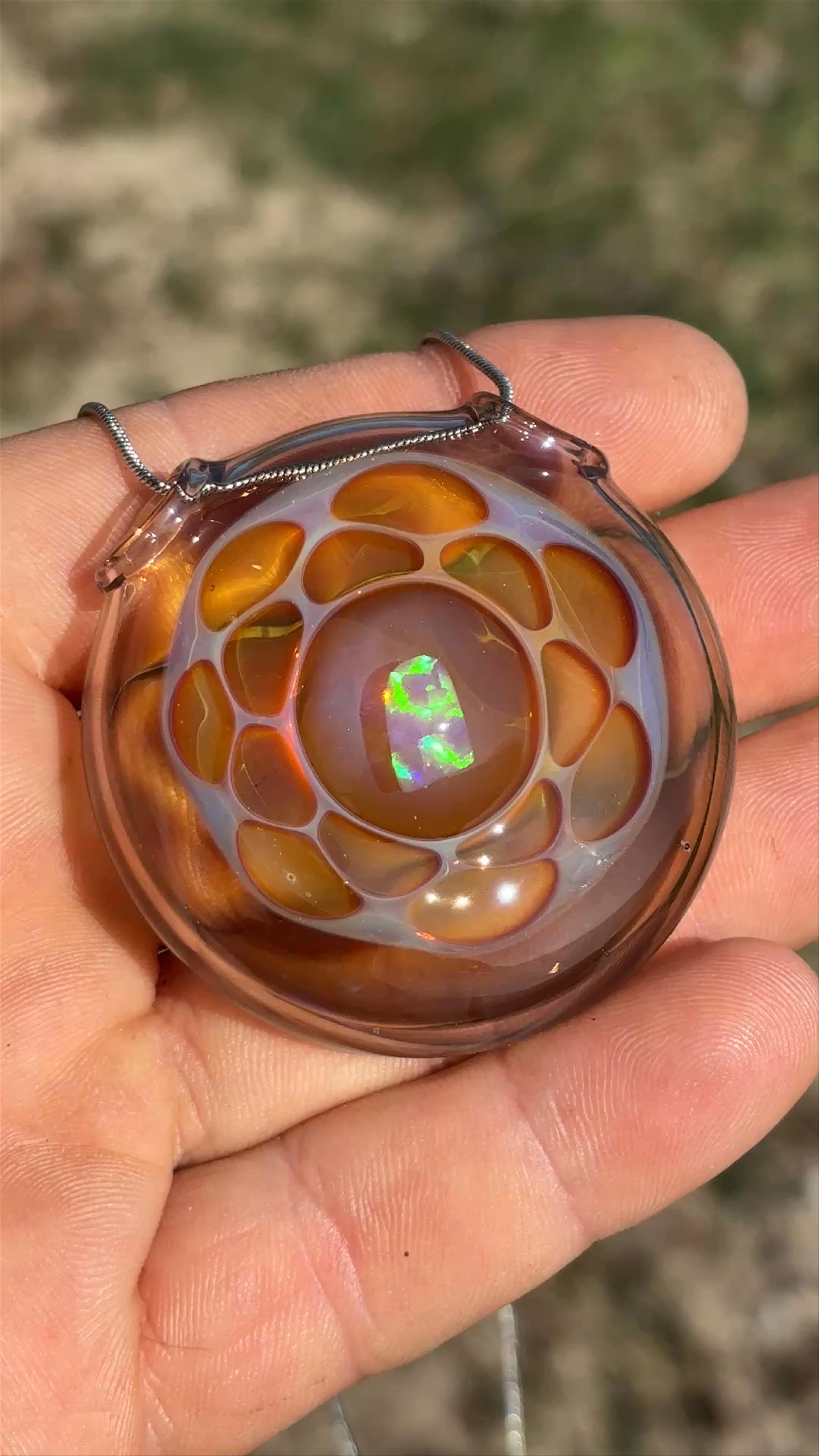 Preview pic of Opal honeycomb pendant