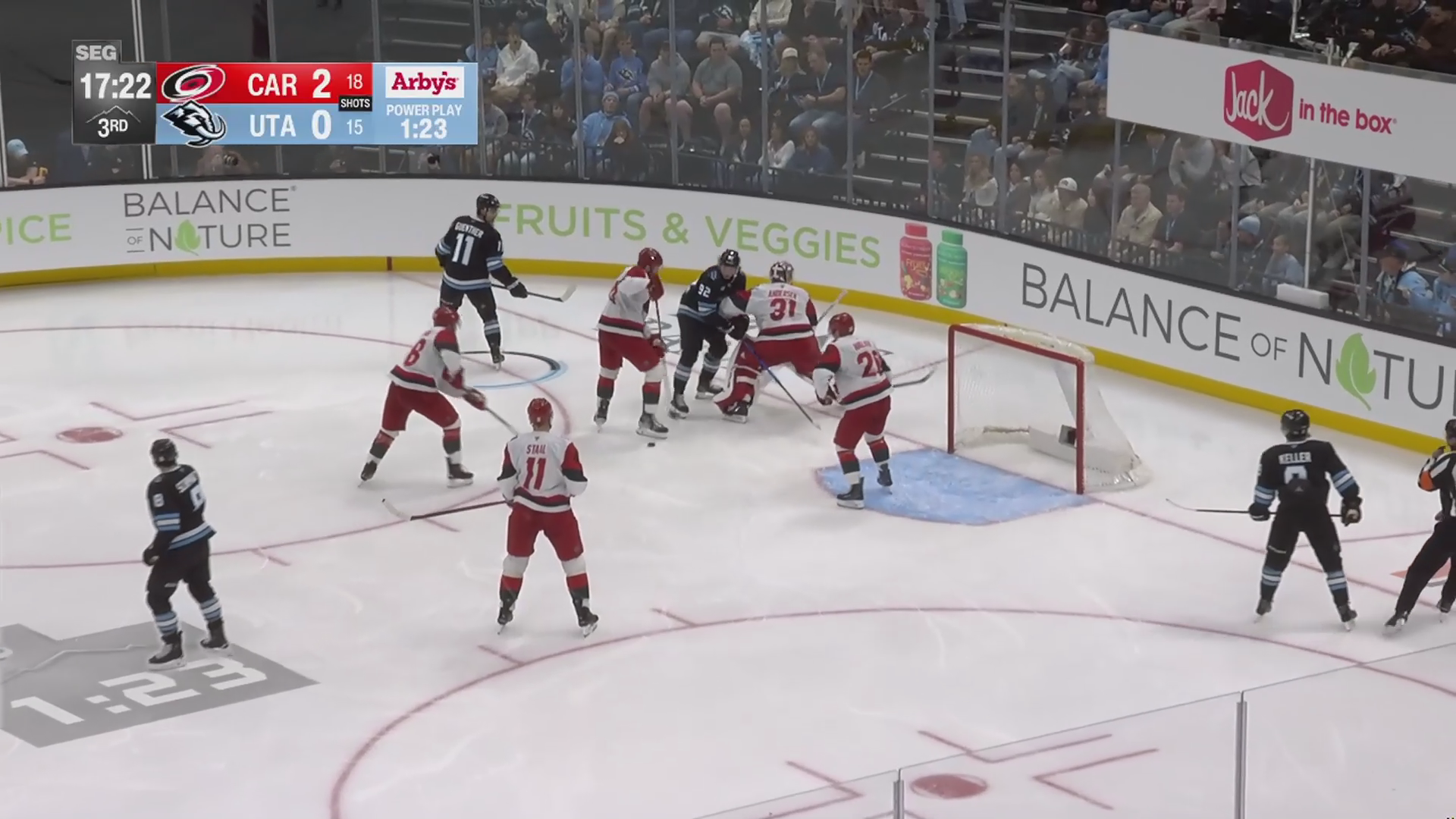  Hurricanes Rout Utah 4-1, Staal Reaches 20 Goals · Apr. 11, 2026