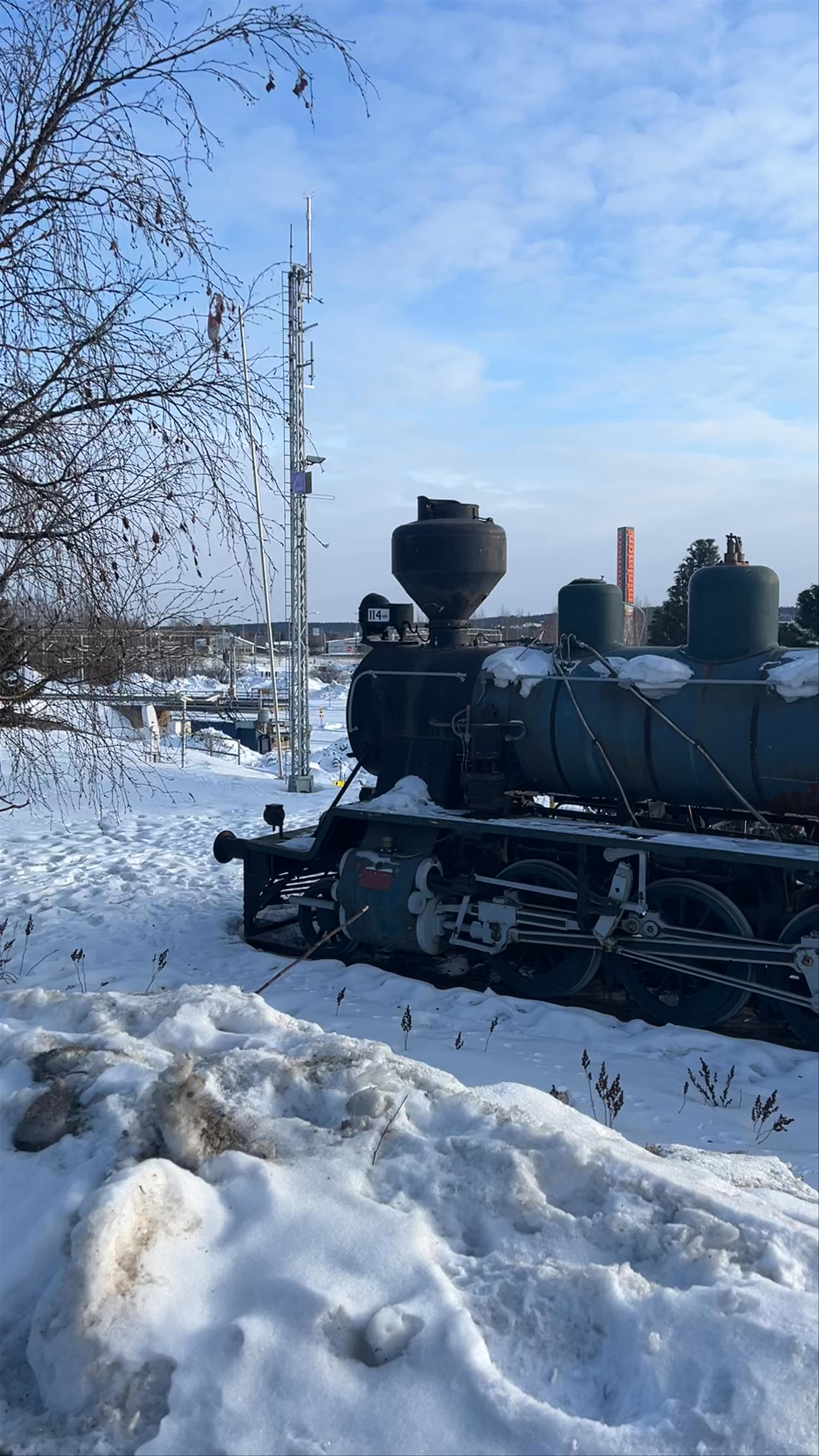 Steam Locomotive Tk3-1147 in Wintery Rovaniemi, Finland