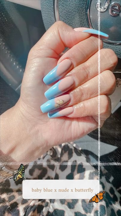 Highlands Nails - baby blue x nude x mariposa - Nail Salons Near Me - Issaquah, Washington