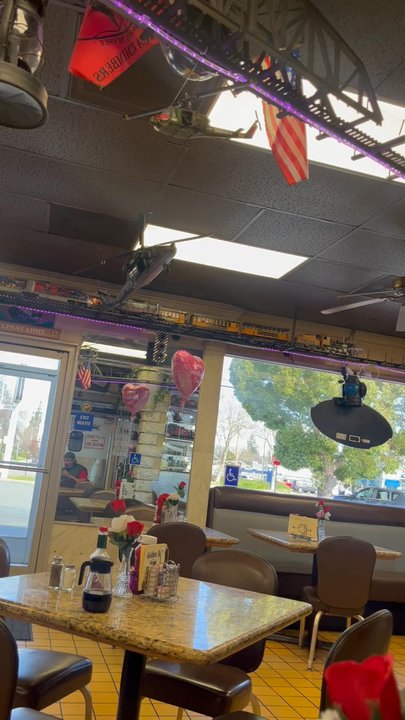 Golden Ox Diner - Train above head - Diners Near Me - Lodi, California