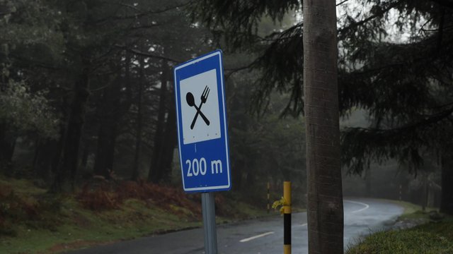 Road sign for food
