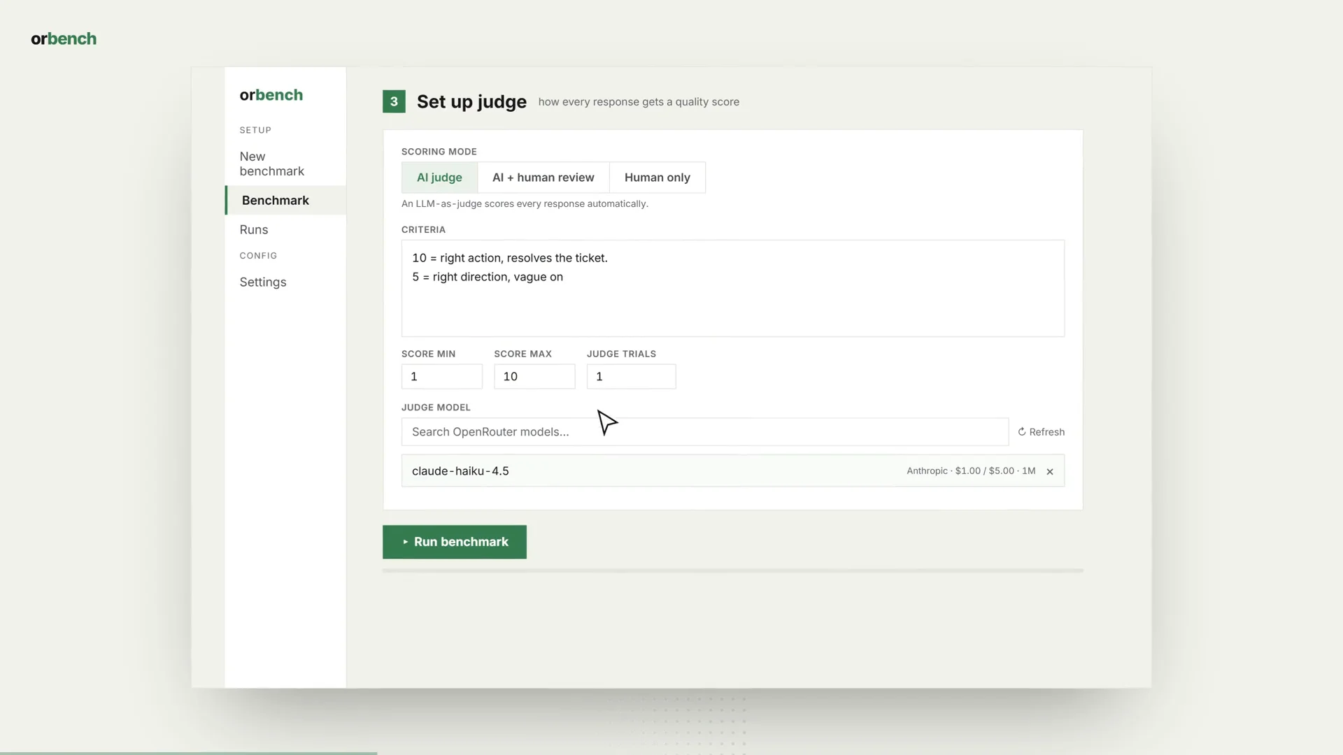 orbench: benchmark LLMs on your own tasks image 1