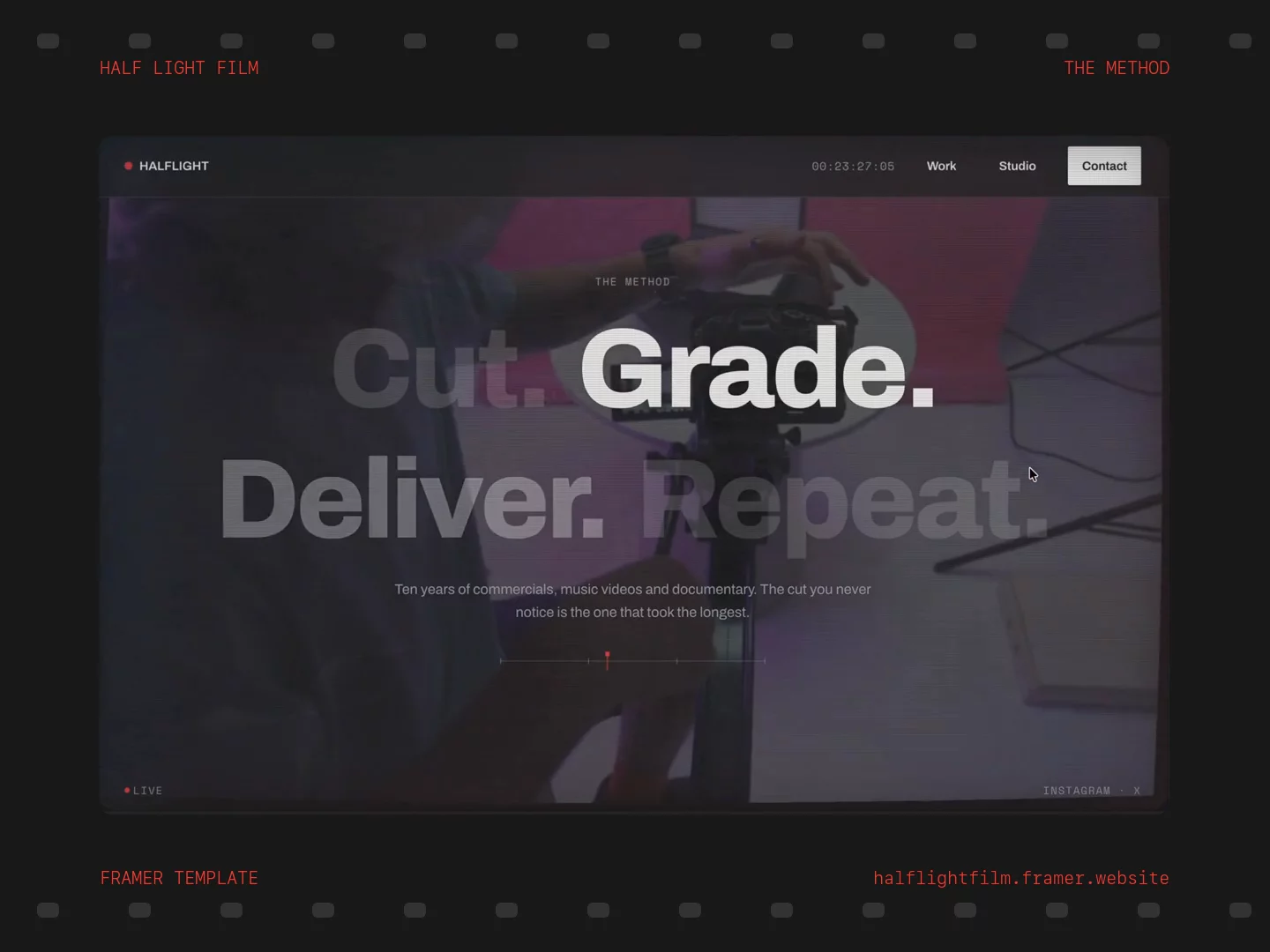 Half Light Film: Cut. Grade. Deliver. Repeat. Each word lights up as you scroll, then the work takes over. Like it? Tap the name and leave a like on the listing.