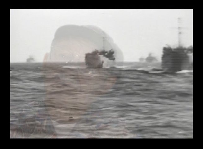 A veteran provides a firsthand historical account of naval operations, illustrated with archived footage of warships at sea.