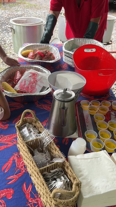 Cathy's Lobster Bake - The perfect assembly line - Caterers Near Me - Gray, Maine
