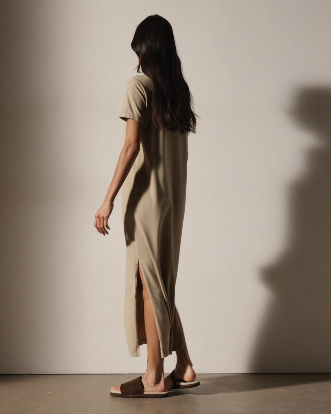 T Shirt Dress - Light Khaki | James Perse Los Angeles