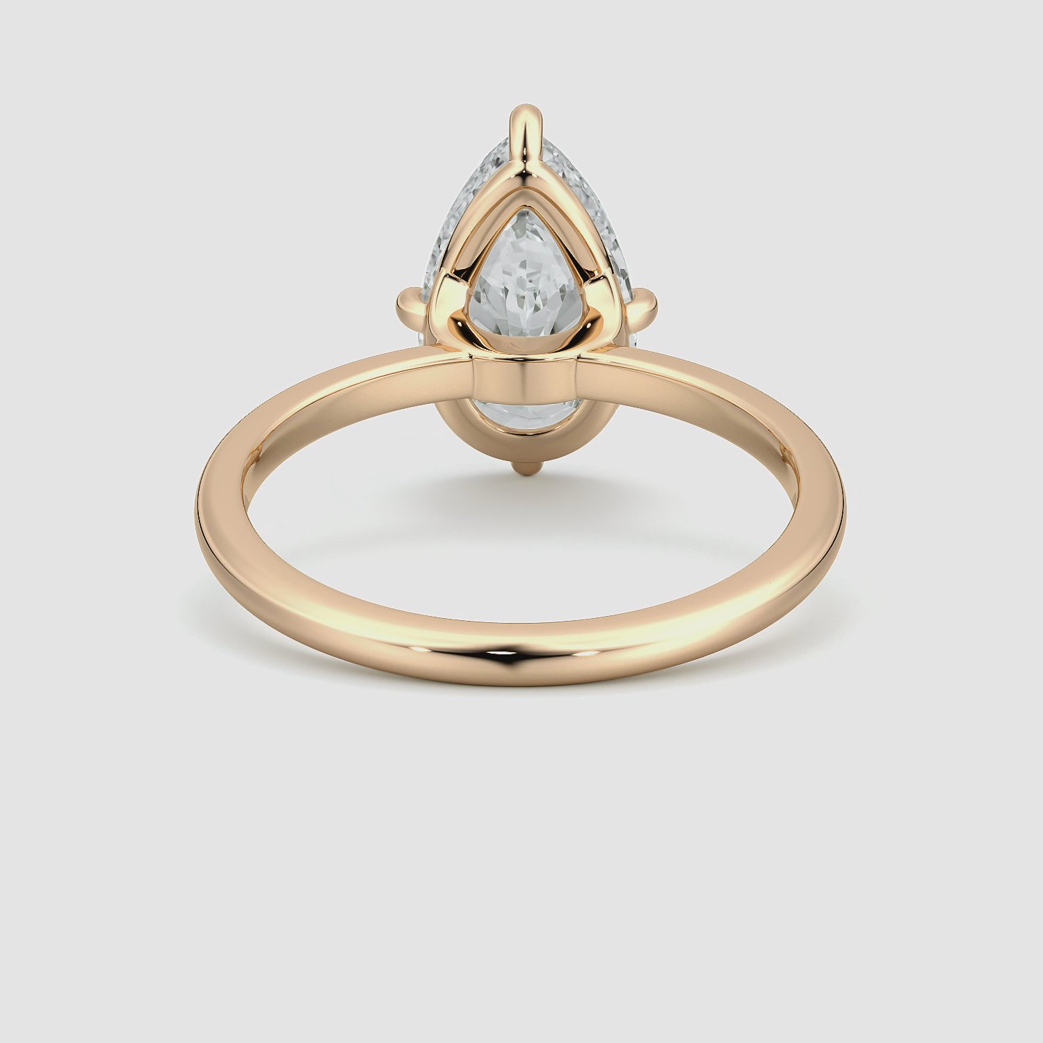 The Compass Solitaire | Pear | 14k | Rose Gold | bandAccent: Plain | diamondOrientation: vertical | caratWeight: other