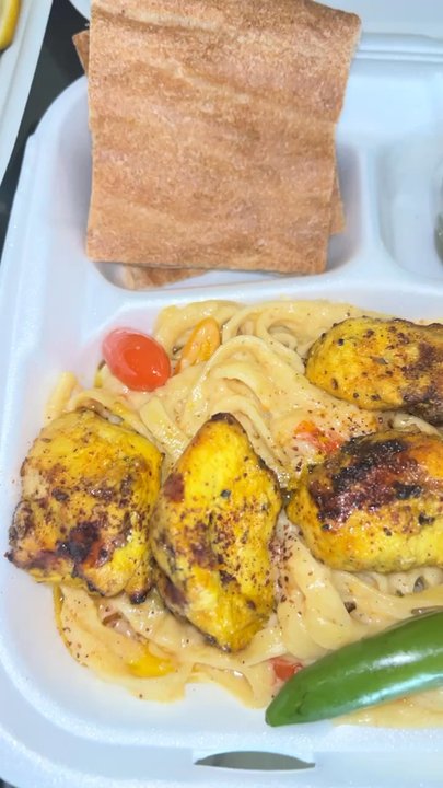 Tracy Kabobs To Go - Chicken Kabob with our famous pasta - Caterers Near Me