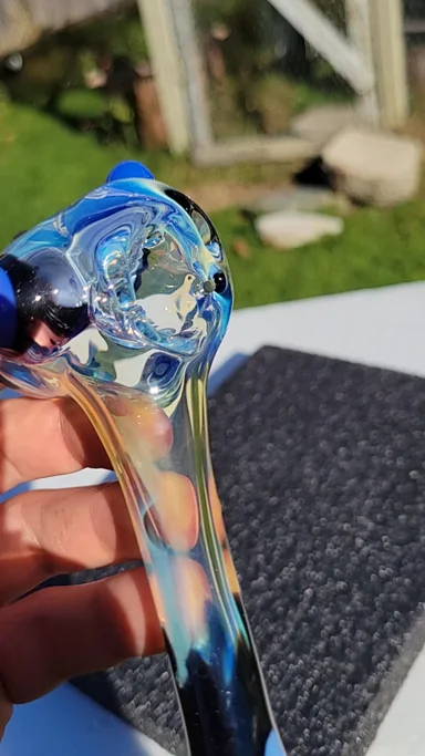 Preview pic of Hash pipe . Bubble hash hammer # 9 opal skyline,  jetblack and silver fume