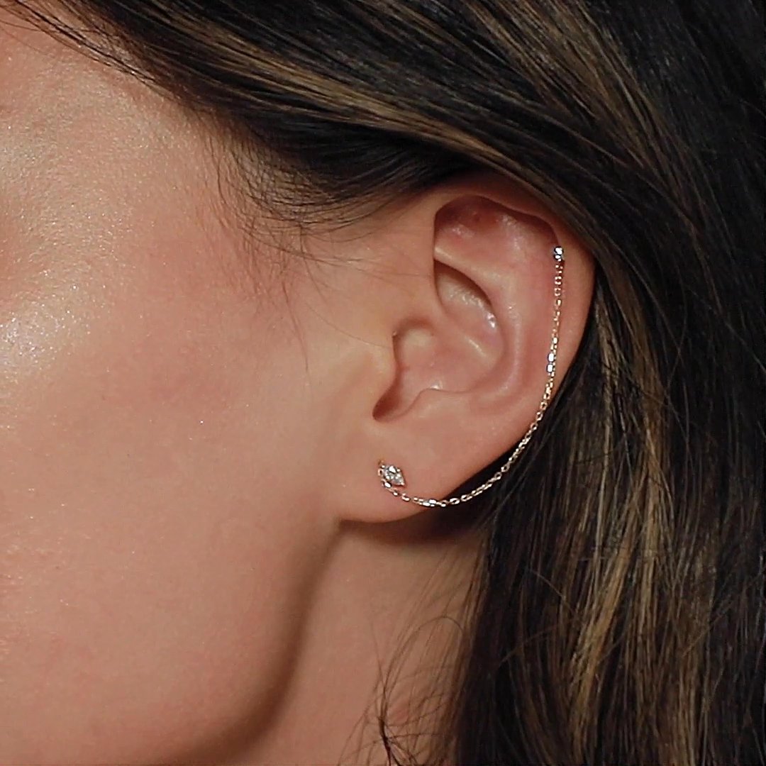 Shooting Star Ohrring | Marquise und Round Brilliant | 14k | Gelbgold