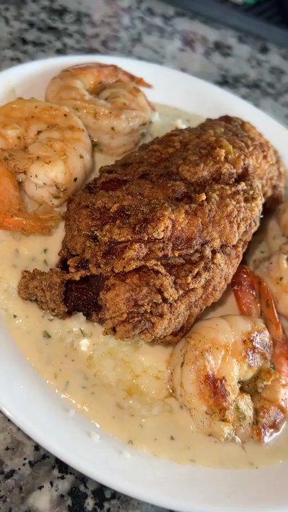 The Ultimate Kitchen - Catfish shrimp & grits. BOMB AF!!!!! - Food Trucks Near Me - Houston, Texas
