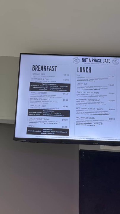 Not A Phase Cafe - menu - Breakfast & Brunch Near Me - Newington, Connecticut