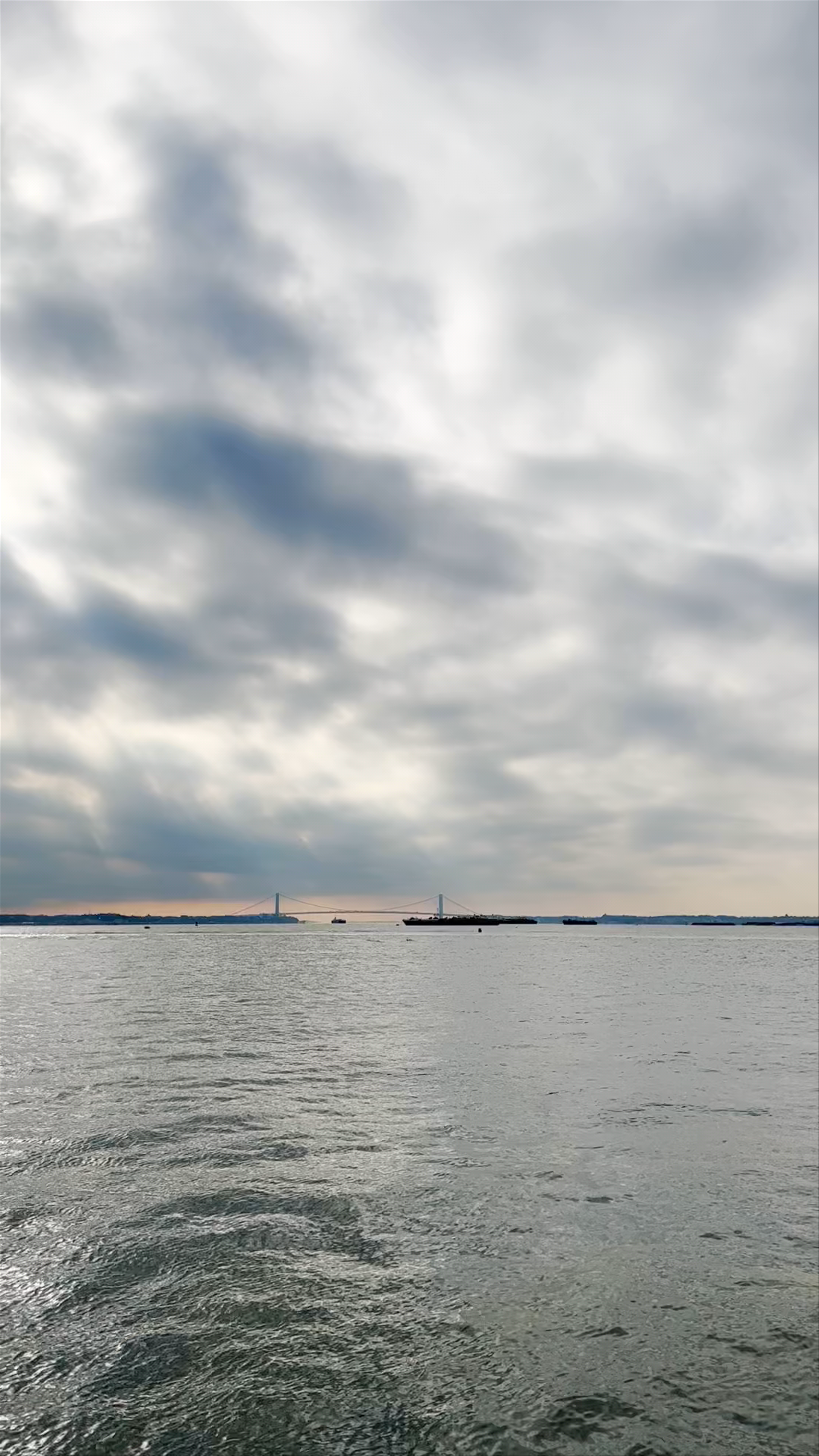 Statue of Liberty and Hudson River Views on a Moody Winter Day