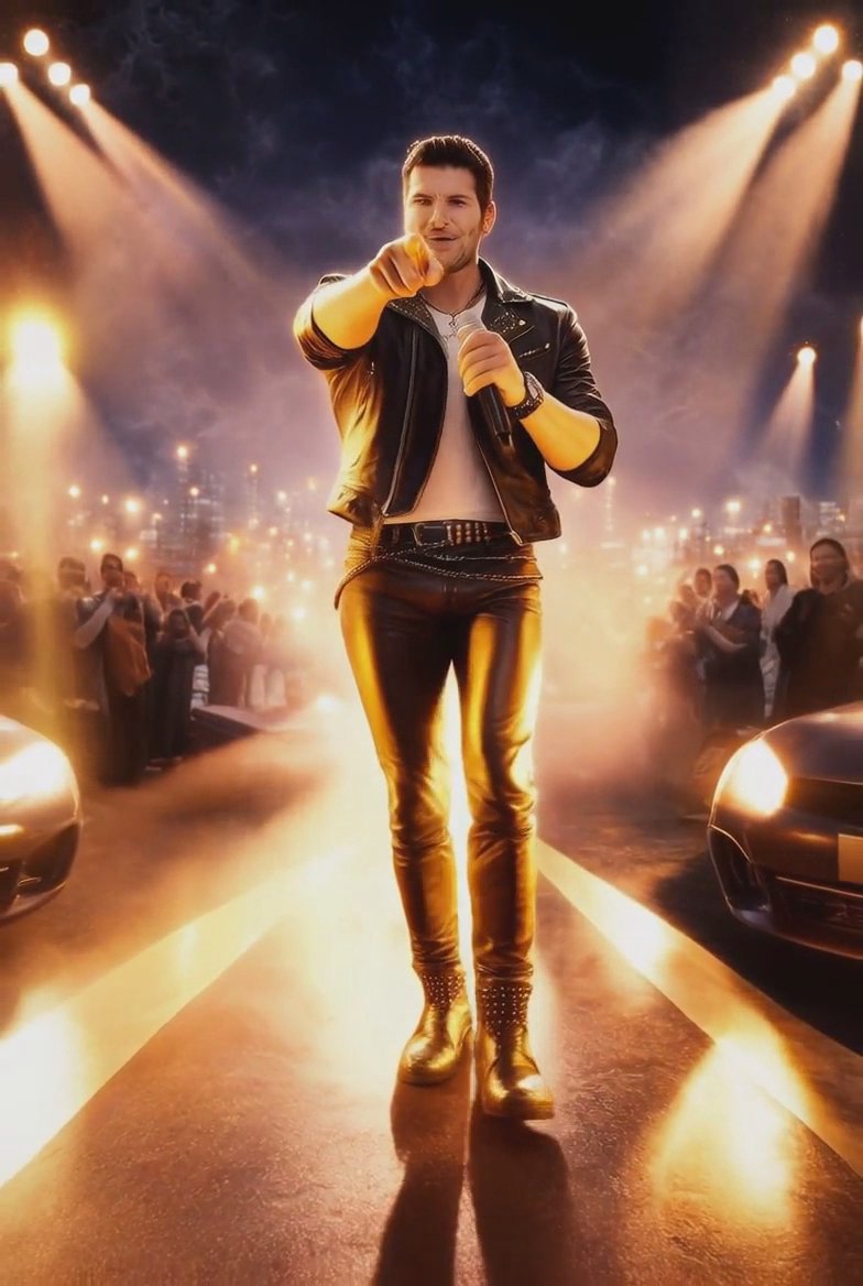 Lip Sync: Walking forward singing and pointing