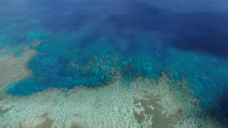 Aerial View of Coral Reef in North Efate, Vanuatu poster