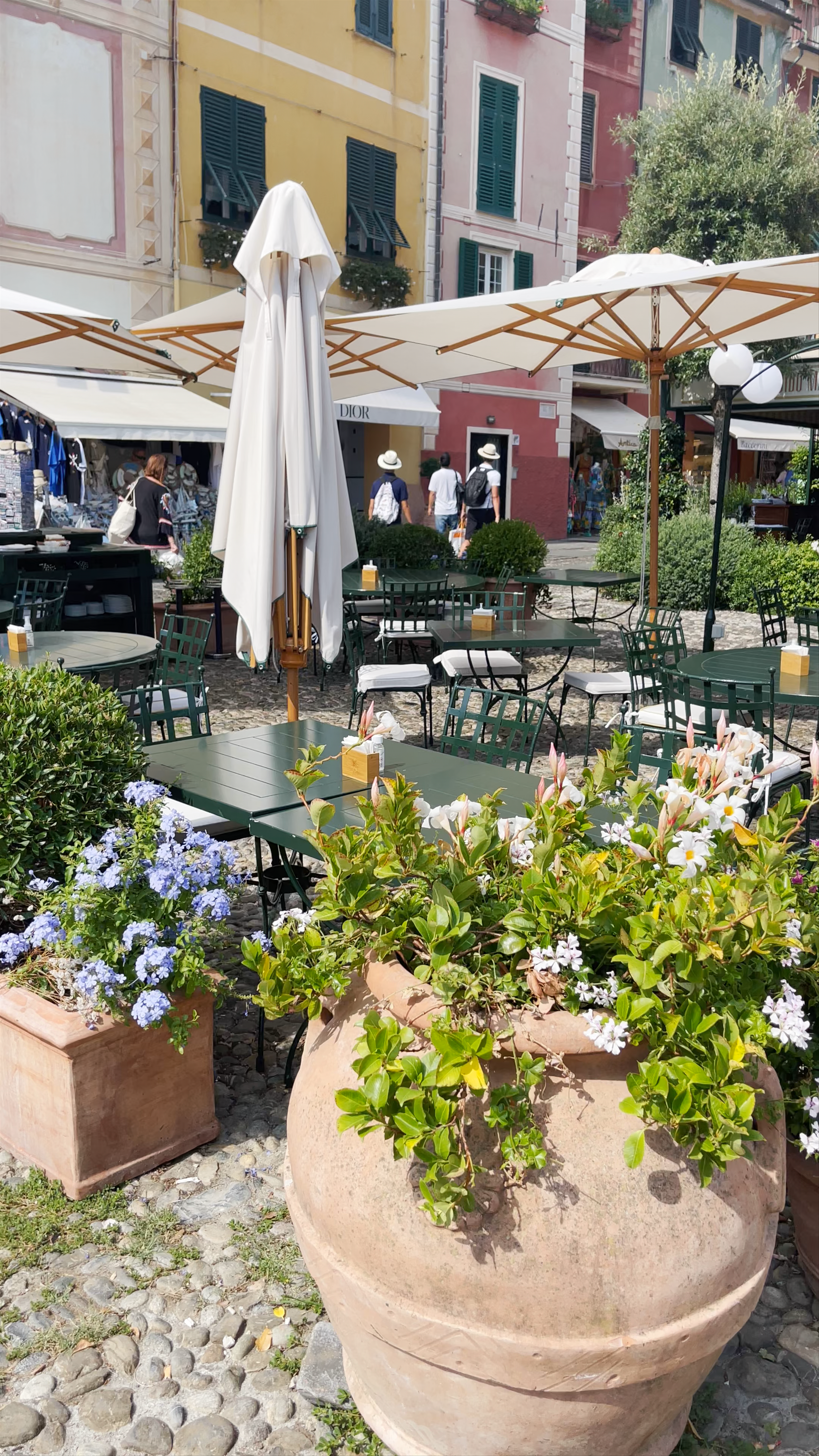Sunlit Stroll Through Portofino’s Charming Piazzas and Cozy Cafes
