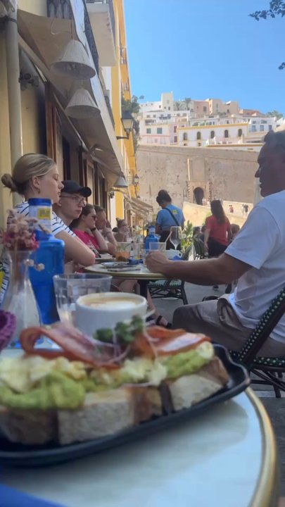 Croissant Show - View and Avocado Toast with eggs and bacon - Coffee & Tea Near Me - Ibiza, PM