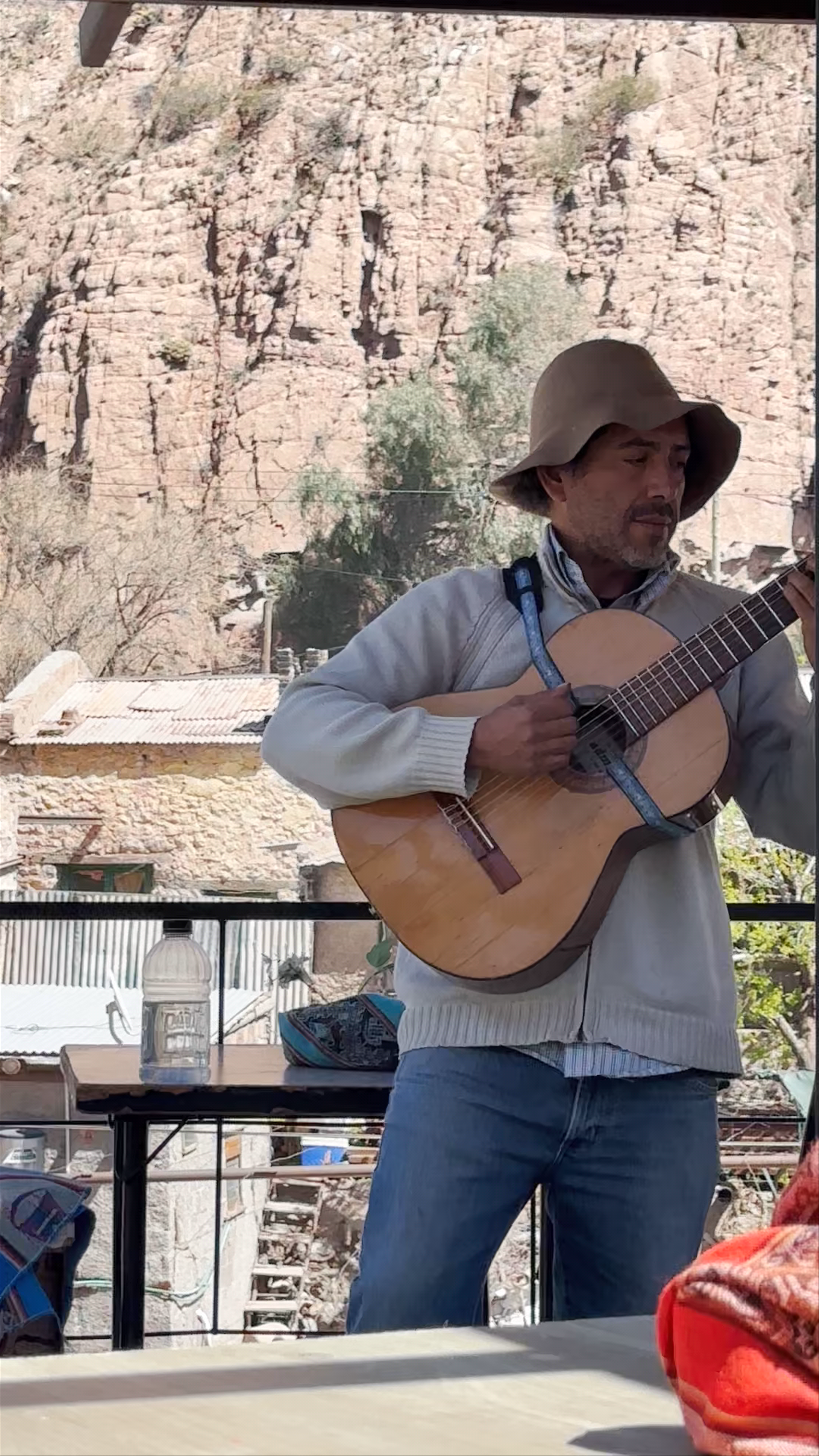 Traditional Guitarist at Puente Colgante de Cacheuta in Mendoza, Argentina