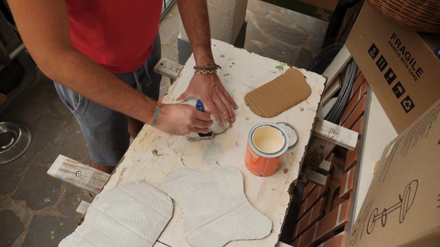 Painting pieces of cardboard
