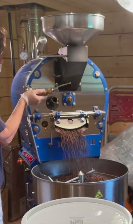 Moodus Mud Coffee Roasters - A new batch is born...Release the beans! - Coffee Roasteries Near Me - Moodus, Connecticut