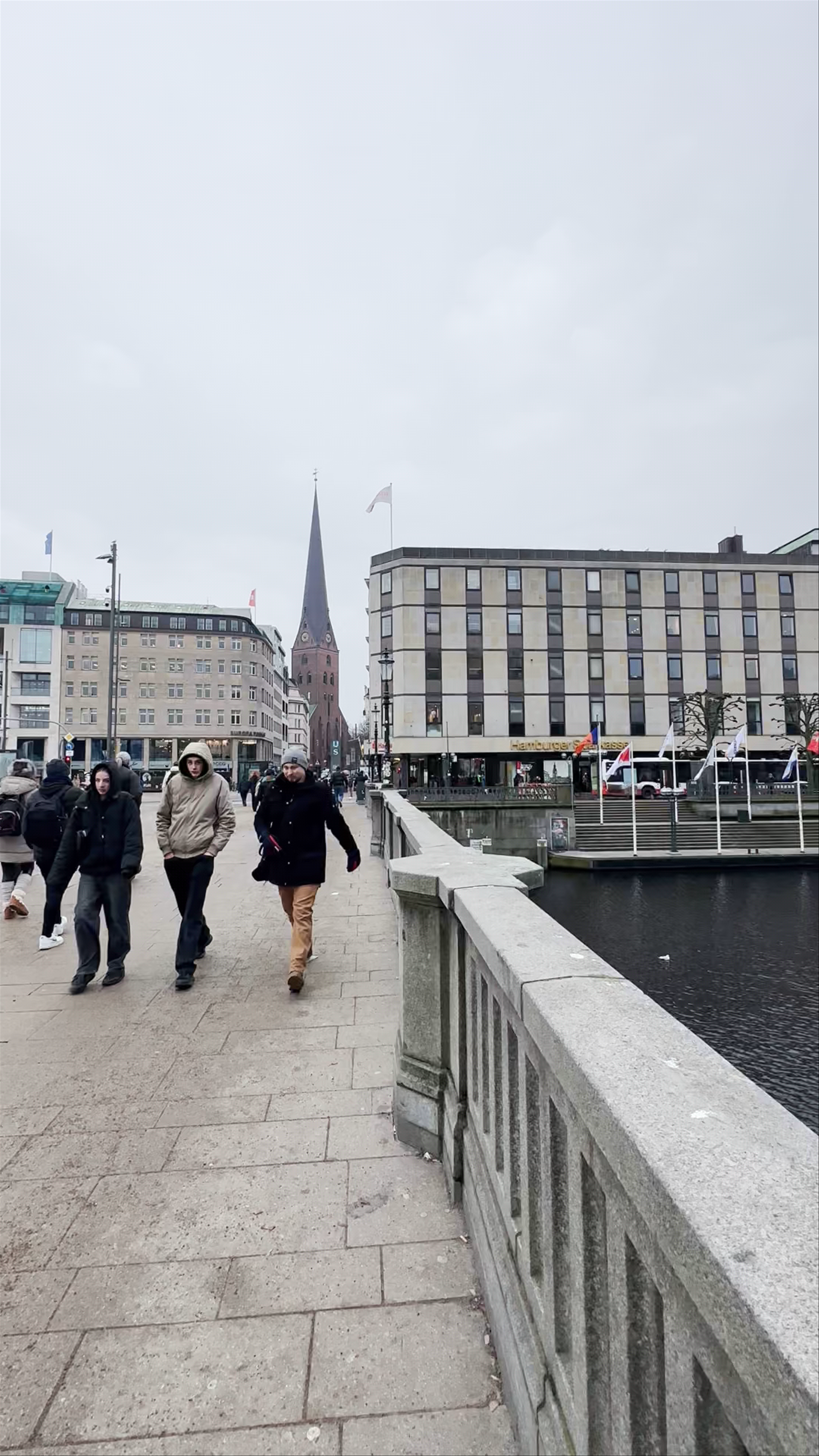Reesendamm Bridge and Hamburg Cityscape Walk
