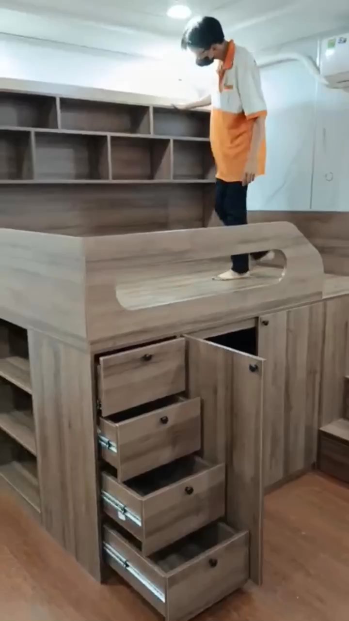 Giường thông minh tích hợp nhiều công năng tủ áo ngăn kéo kệ sách mã GTM.DN01