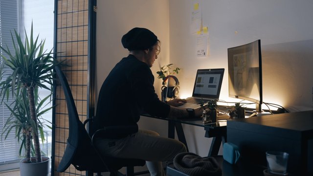 A freelancer working on branding from home