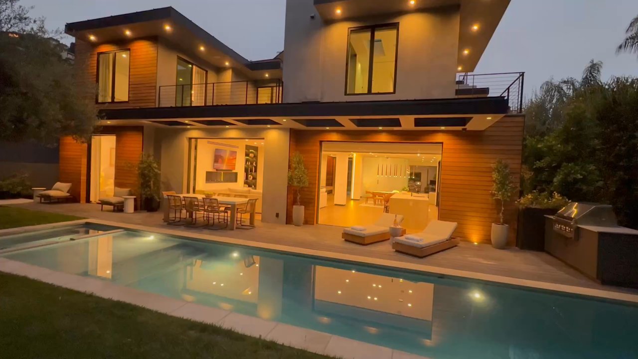 LuxJB - Villa Alfi's backyard after sunset - Vacation Rentals Near Me