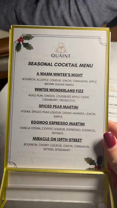 Quaint - Winter seasonal menu - Cocktail Bars Near Me - Olathe, Kansas