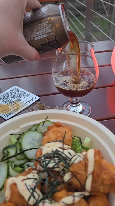 KoKyu - Chicken bowl and a beer on their deck... the perfect evening. - Barbeque Near Me - Durham, North Carolina
