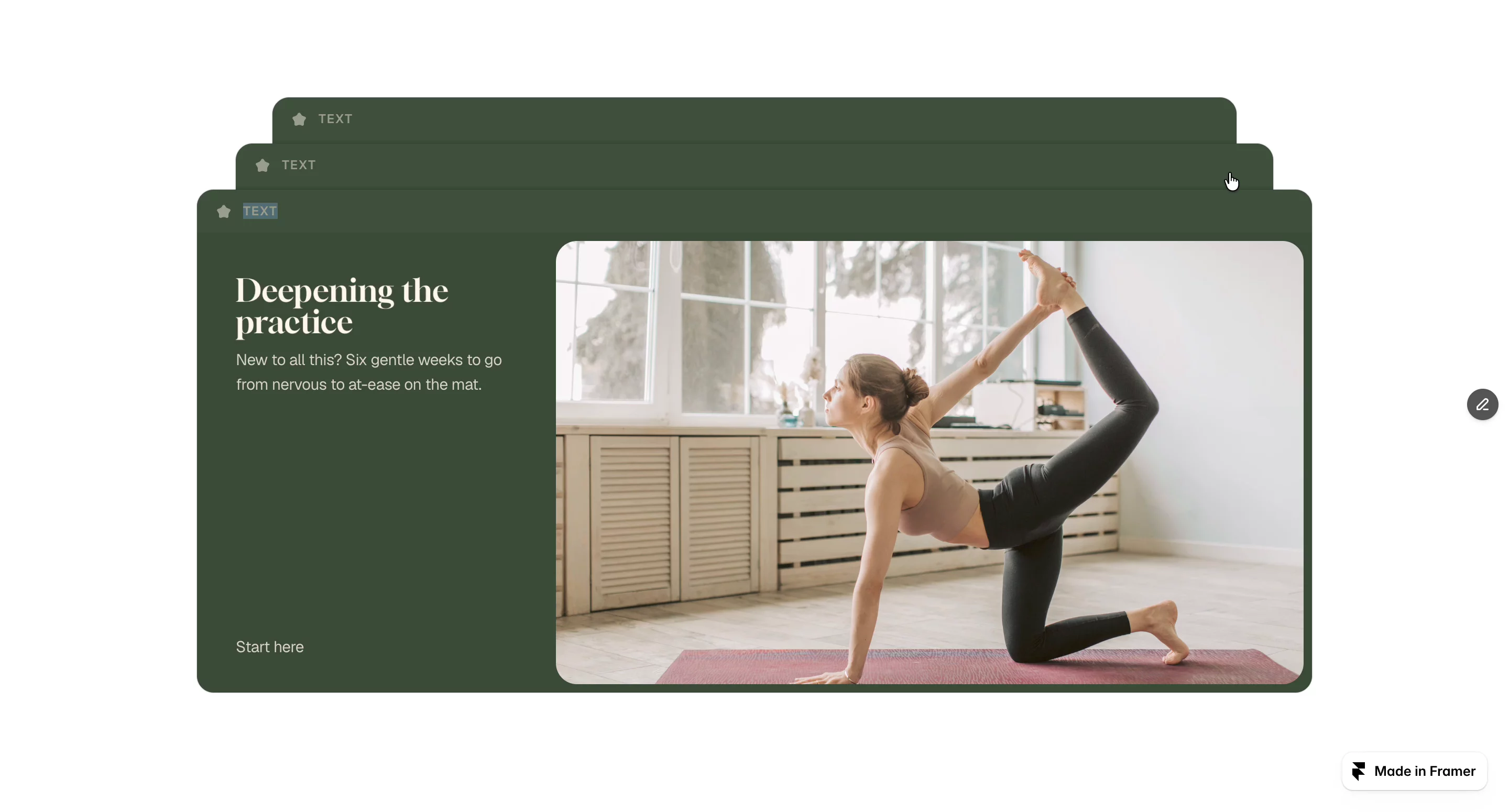 Check this out new component It's a Card Deck Tabs every option stays visible, stacked on top of each other. Click one and it slides forward into a full panel with a heading, description, a button, and an image. Check my marketplace for grab this free