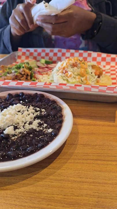El Chilango Chido - Fish and chichen taco with a side of black beans - Mexican Near Me - Stockton, California