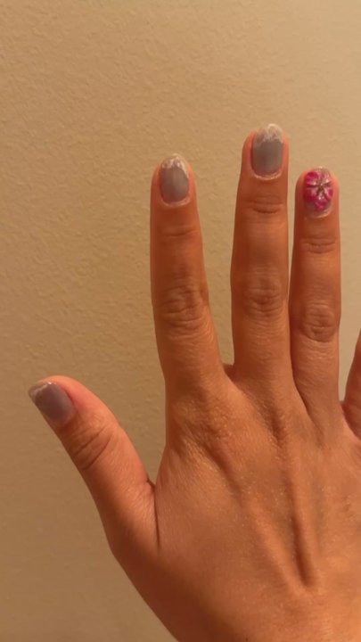 Sunshine - My nails before Sunshine...3d flower peeling off, wave designs peeling off, dull gray when I had asked for a blue...just sad stuff. - Nail Salons Near Me - Lahaina, Hawaii