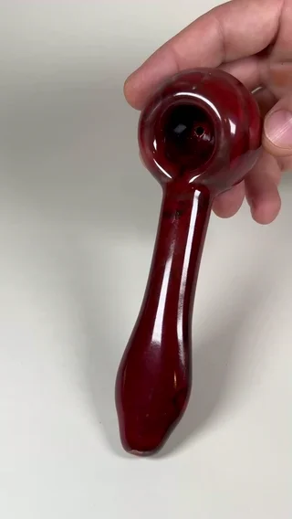 Preview pic of Spoon Pipe - 6.25 Inches - Ceramic - Red and Black - FREE SHIPPING!