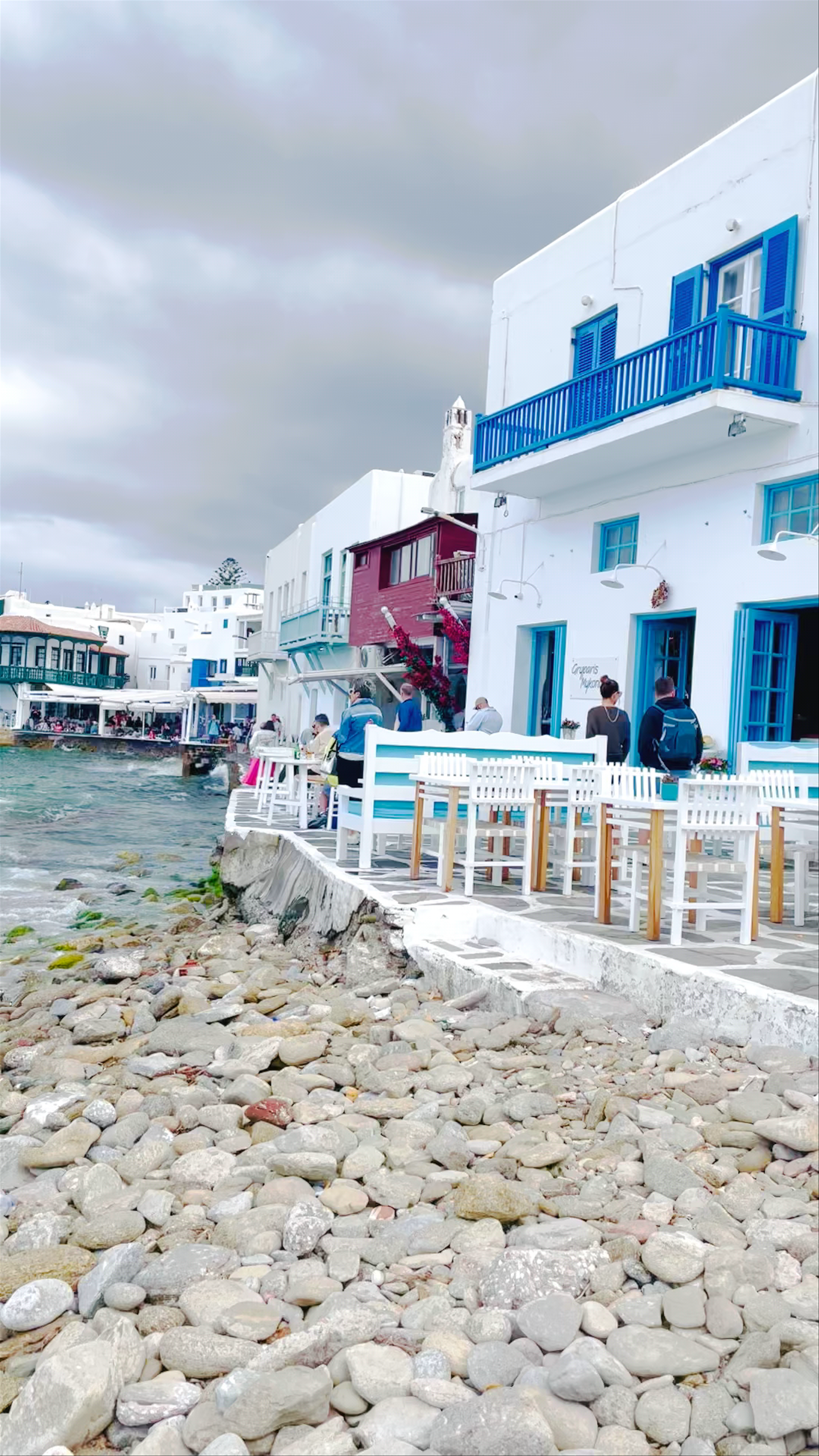 Mykonos Waterfront Charm: A Windy Day in the Little Venice District