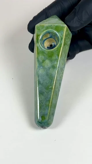 Preview pic of Diamond Pipe - 5 Inches - Ceramic - Light Green, Blue & White - FREE SHIPPING!!!