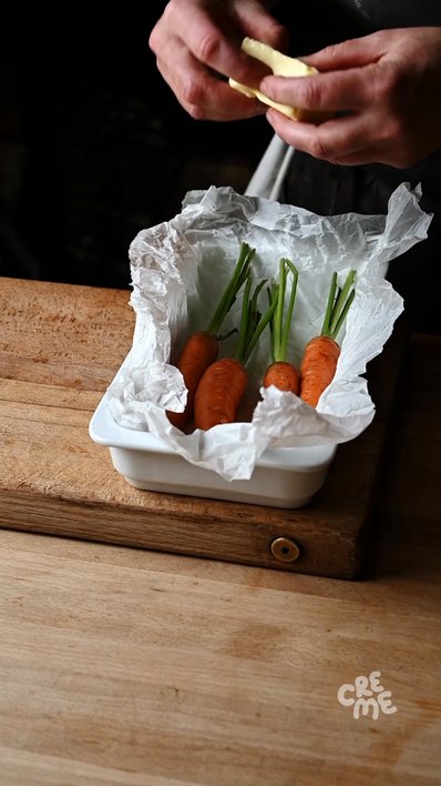 Carrots with Mushroom Flour & Birch Leaf Mayo