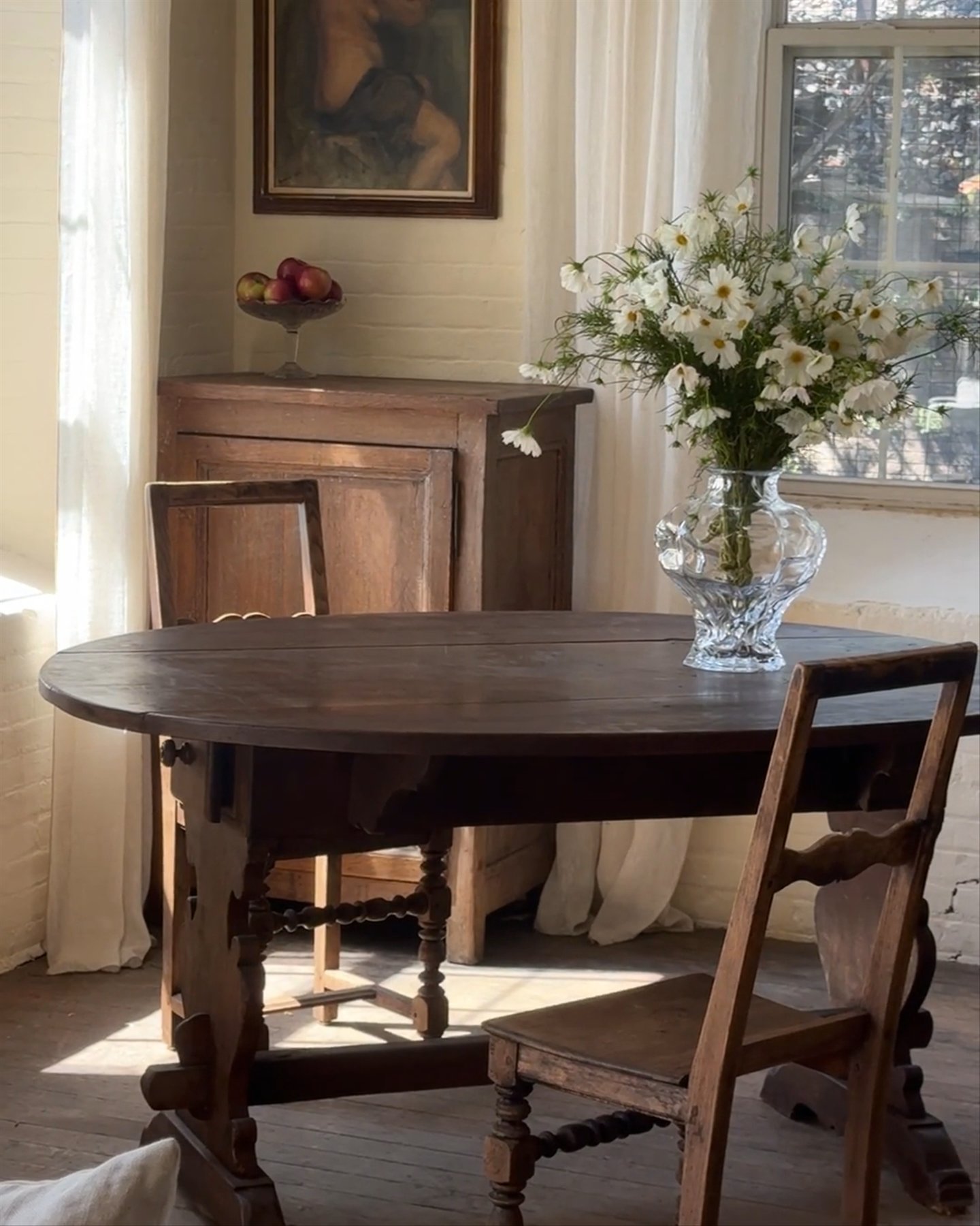 19th c. Oval Walnut Folding Table
