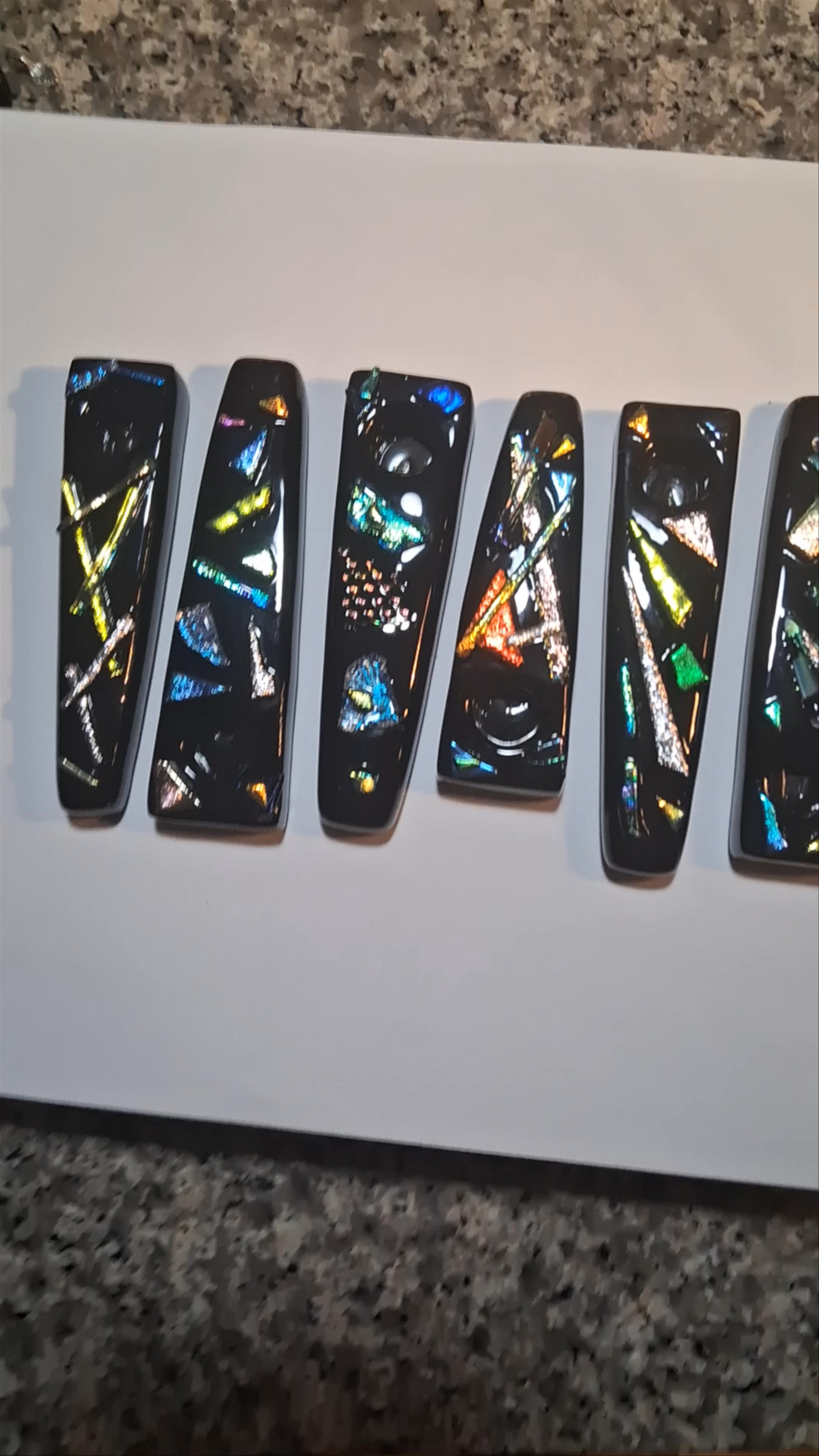 Preview pic of Dichroic Glass Pipes - 6pcs "Abstracts"
