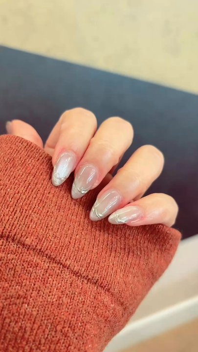 Organic Nail & Spa - Cat eye nails with chrome design - Nail Salons Near Me - Chino, California